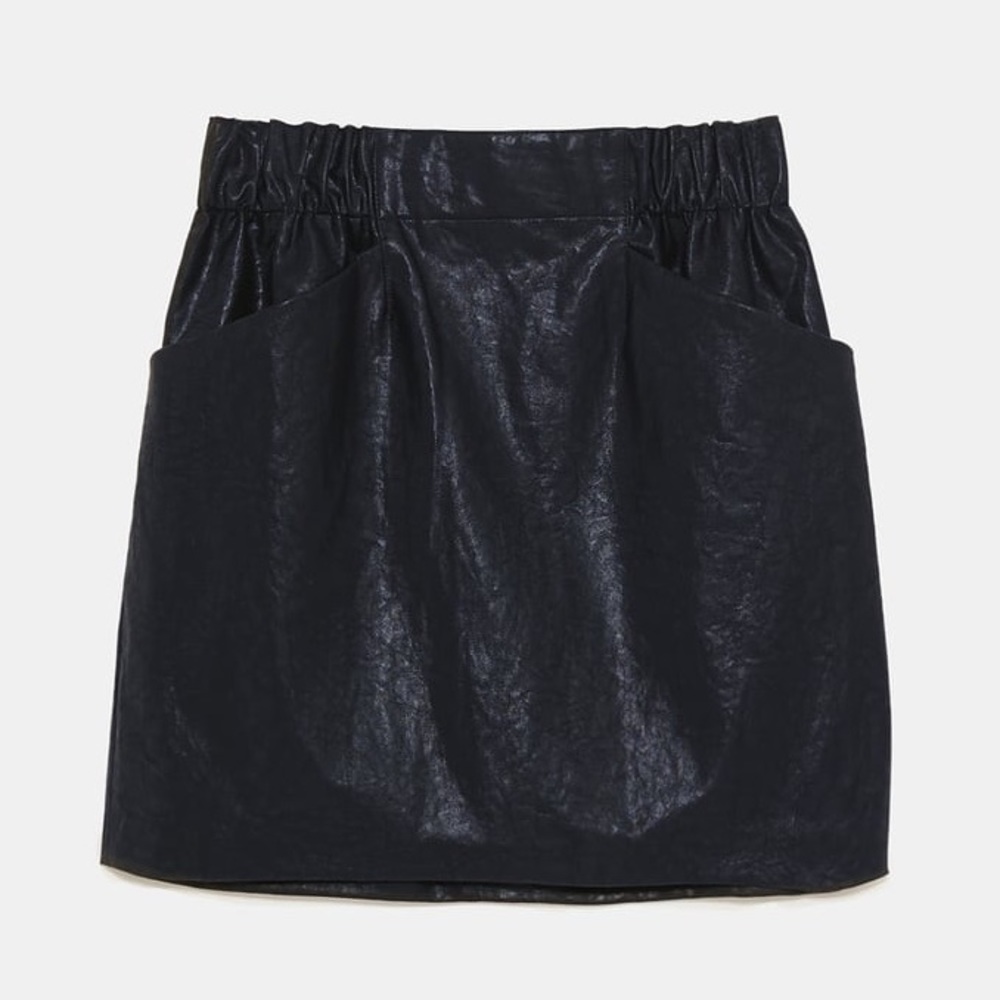 Zara Basics Faux Leather Mini Skirt with Pockets